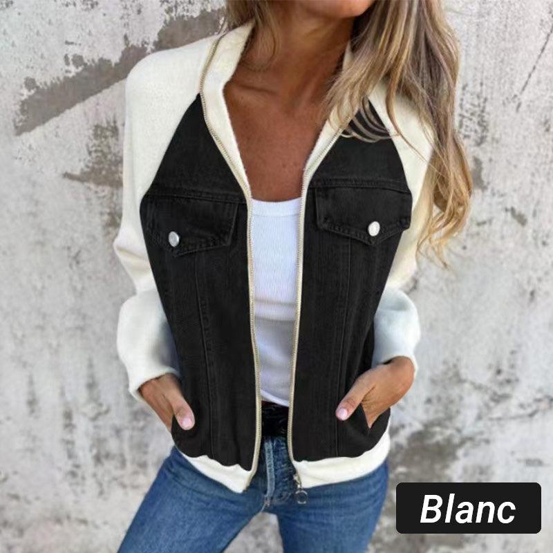 🌸2024 Promotion automne 49%OFF🌸Veste en denim à fermeture éclair pour femme