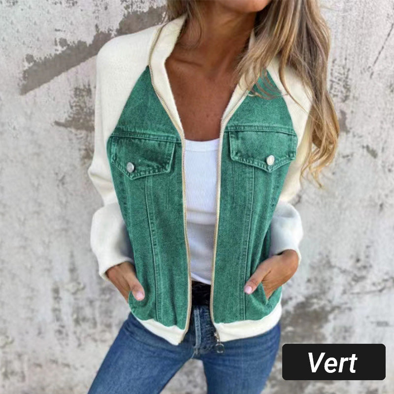 🌸2024 Promotion automne 49%OFF🌸Veste en denim à fermeture éclair pour femme