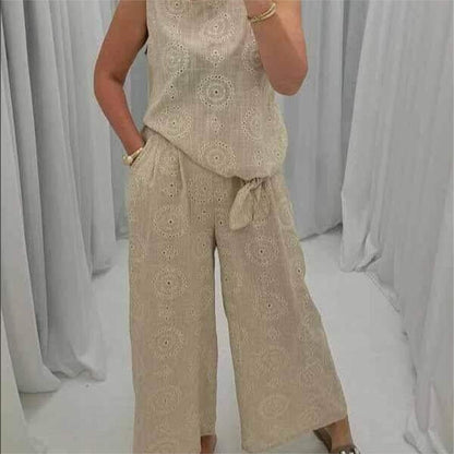 Ensemble 2 pièces - Top sans manches décontracté - Pantalon large