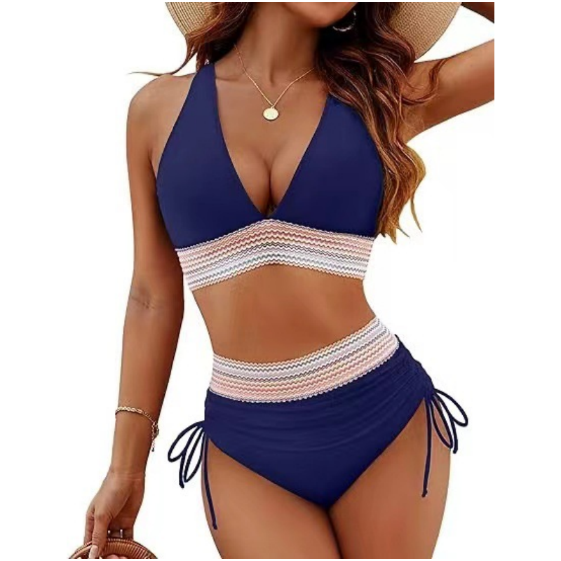 🔥 50% DE RÉDUCTION ! 🩱 Bikini taille haute avec contrôle ventre & patchwork coloré – 6 couleurs, ajustable & ultra flatteur – parfait pour l'été 💕