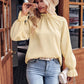 💞Women's Autumn Solid Ruffle Long-Sleeve Jacquard Top