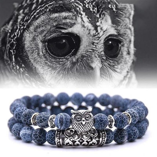 ✨Bracelet en Pierre Naturelle avec Breloque Hibou🎁