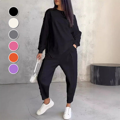 🌸52% OFF pour une durée limitée🌸Ensemble Sweatshirts et pantalons à manches longues et ourlet irrégulier pour femmes