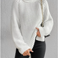 💃Pull en coton à col roulé et manches raglan à ourlet fendu🌸