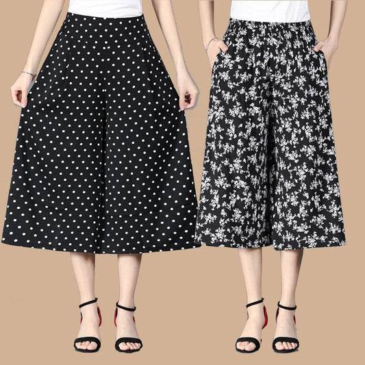 💃2024 Culottes larges en mousseline plissée à taille élastique pour femmes💝