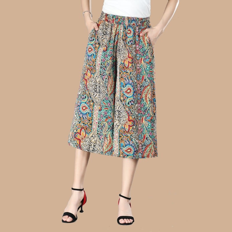 💃2024 Culottes larges en mousseline plissée à taille élastique pour femmes💝