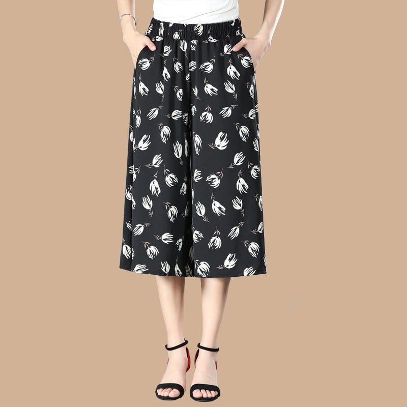 💃2024 Culottes larges en mousseline plissée à taille élastique pour femmes💝