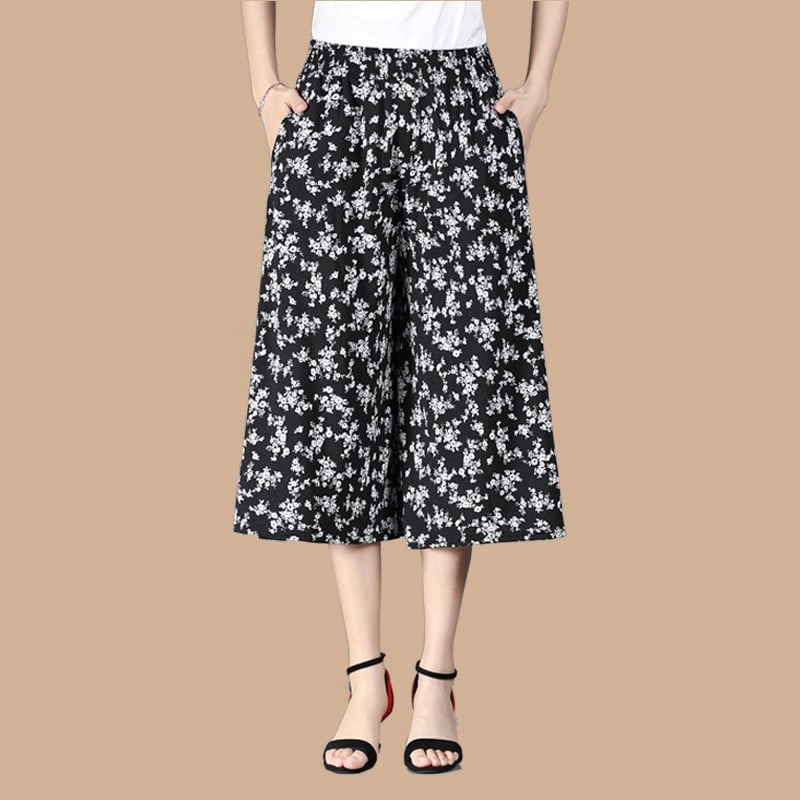 💃2024 Culottes larges en mousseline plissée à taille élastique pour femmes💝