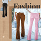 💖Pantalon de détente taille haute en velours côtelé micro slim à taille élastique