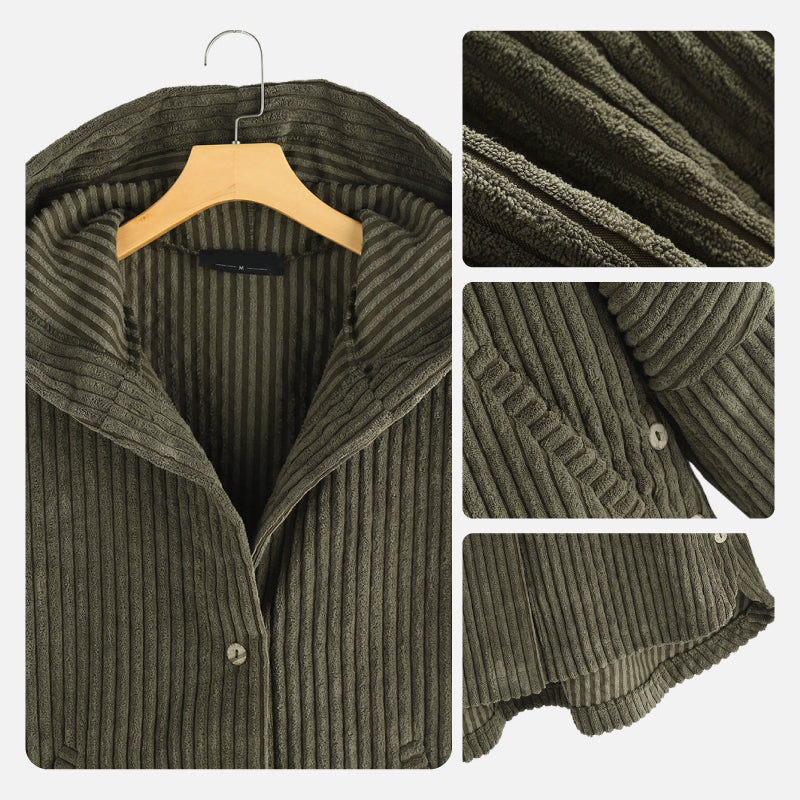 💝50% de réduction💃Veste à Capuche Épaissie et à Boutons de Couleur Unie Décontractée