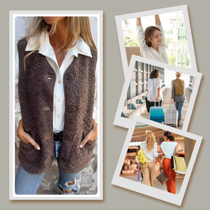 💃Gilet Court Chaud à Boutons pour Femme en Automne✨