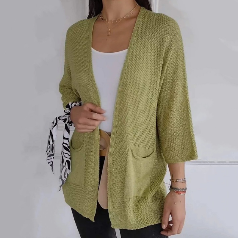 Manteau Tricoté Décontracté Ouvert sur le Devant pour Femmes