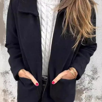 🍂Meilleures ventes d'automne🍂Veste Tricotée pour Femmes avec Fermeture Éclair et Poches