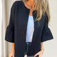 💃Veste à manches courtes à col rond et à manches évasées pour femmes💝
