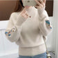 💃Pull épais en tricot de cachemire avec broderie florale✨