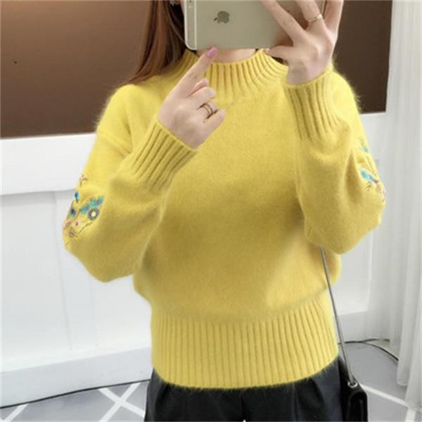 💃Pull épais en tricot de cachemire avec broderie florale✨