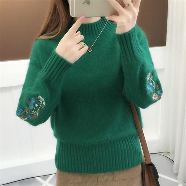 💃Pull épais en tricot de cachemire avec broderie florale✨