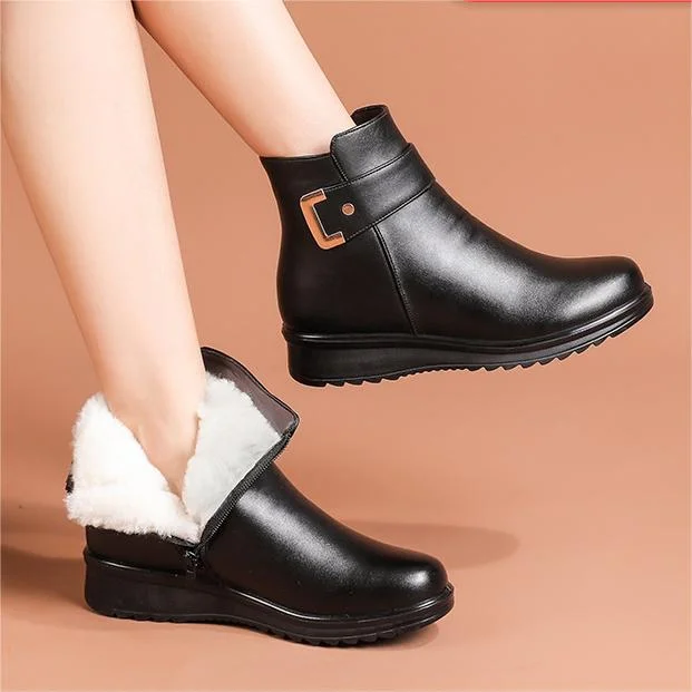 ✨Bottes en velours en cuir véritable avec boucle en métal💟 Livraison gratuite
