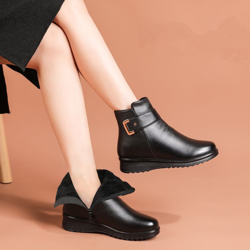 ✨Bottes en velours en cuir véritable avec boucle en métal💟 Livraison gratuite