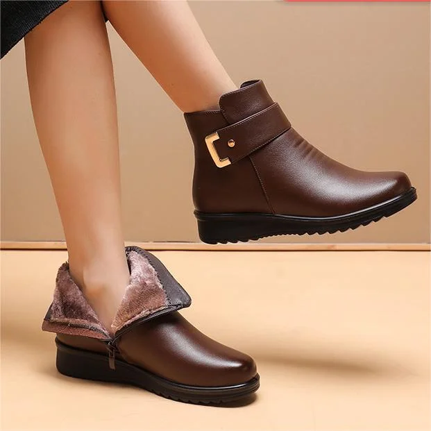 ✨Bottes en velours en cuir véritable avec boucle en métal💟 Livraison gratuite