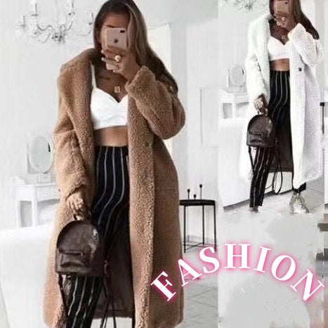 💕Manteau long en fausse polaire pour femme