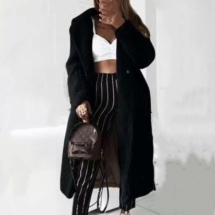 💕Manteau long en fausse polaire pour femme