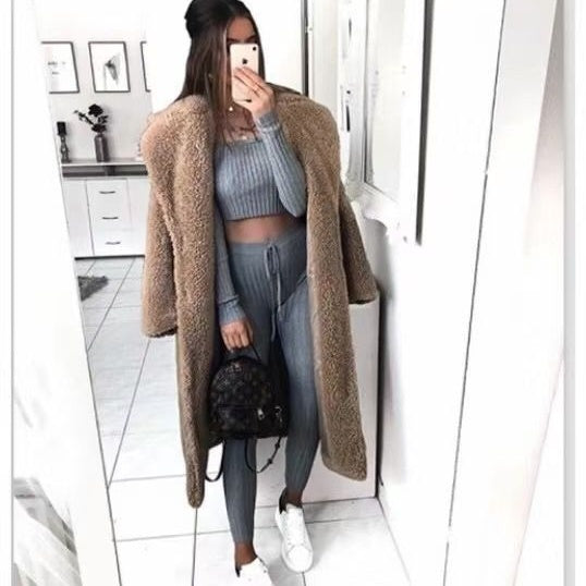 💕Manteau long en fausse polaire pour femme