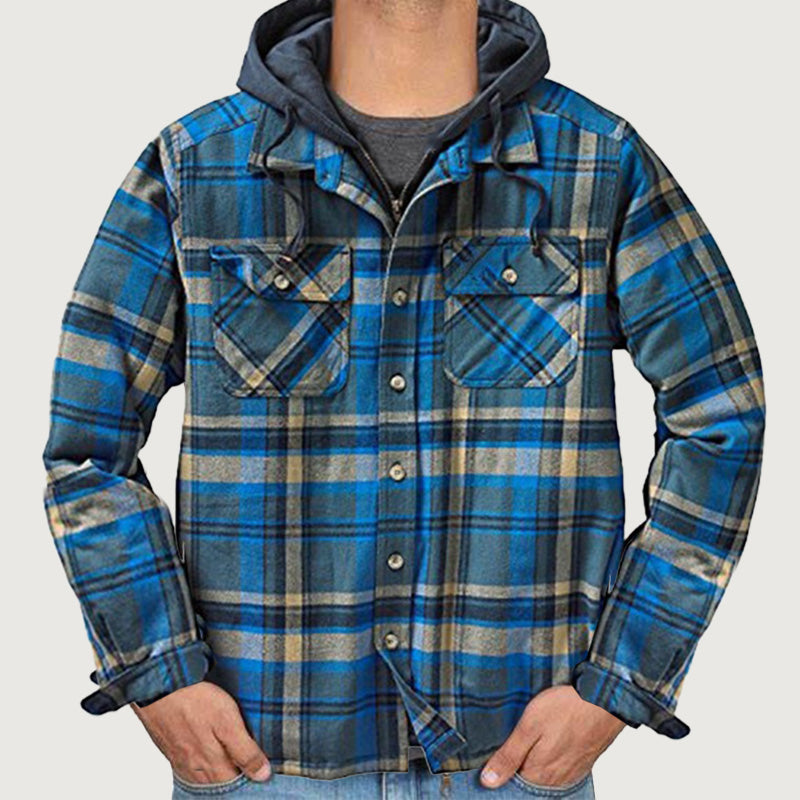 🧥 Veste à carreaux doublée matelassée avec capuche pour homme