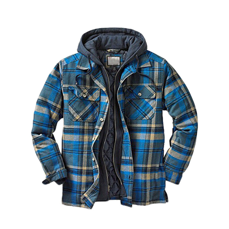 🧥 Veste à carreaux doublée matelassée avec capuche pour homme