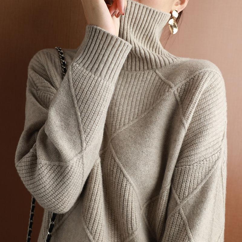 💃Cardigan ample en cachemire à col roulé💞