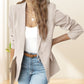 💃Veste élégante à boutons à revers de couleur unie et douce💞