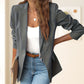 💃Veste élégante à boutons à revers de couleur unie et douce💞