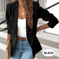 💃Veste élégante à boutons à revers de couleur unie et douce💞
