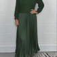 Robe plissée à col rond élégante et stylée pour femmes
