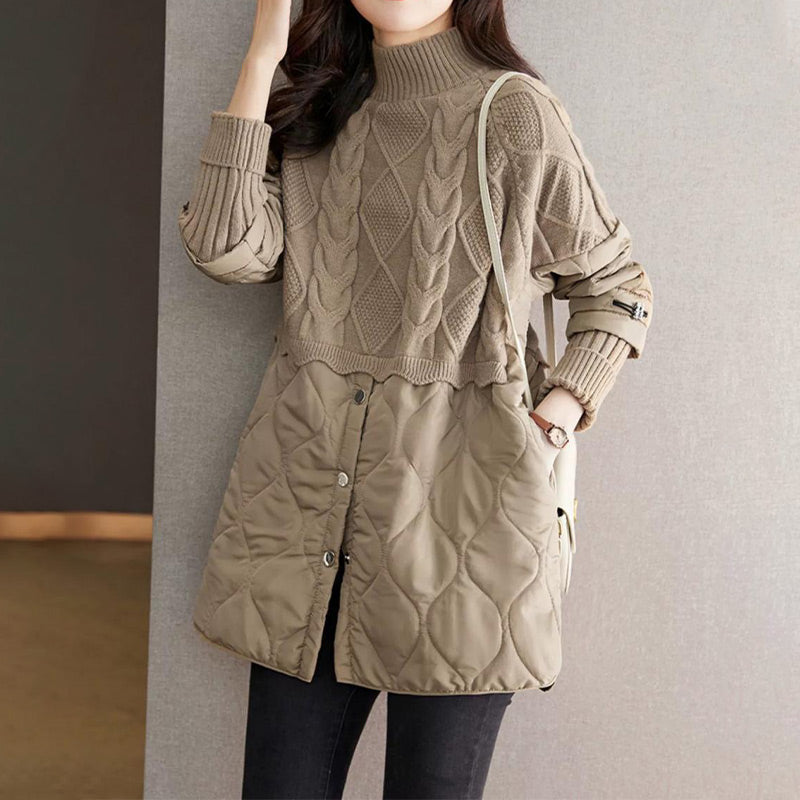❄️Offres spéciales d'hiver❄️Manteau chaud élégant en patchwork de tricot pour femme