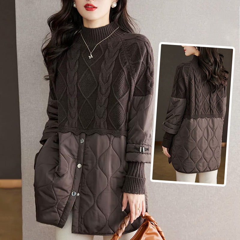❄️Offres spéciales d'hiver❄️Manteau chaud élégant en patchwork de tricot pour femme