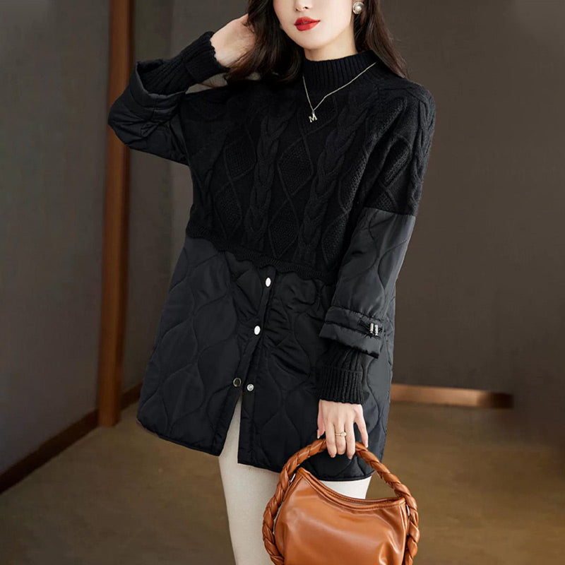 ❄️Offres spéciales d'hiver❄️Manteau chaud élégant en patchwork de tricot pour femme