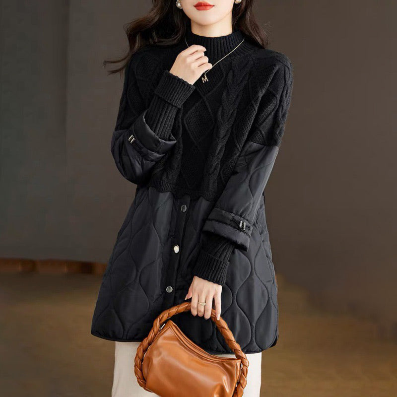 ❄️Offres spéciales d'hiver❄️Manteau chaud élégant en patchwork de tricot pour femme
