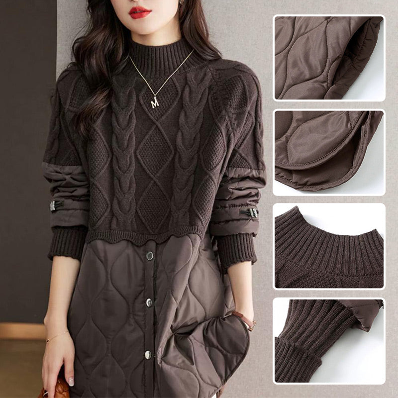 ❄️Offres spéciales d'hiver❄️Manteau chaud élégant en patchwork de tricot pour femme