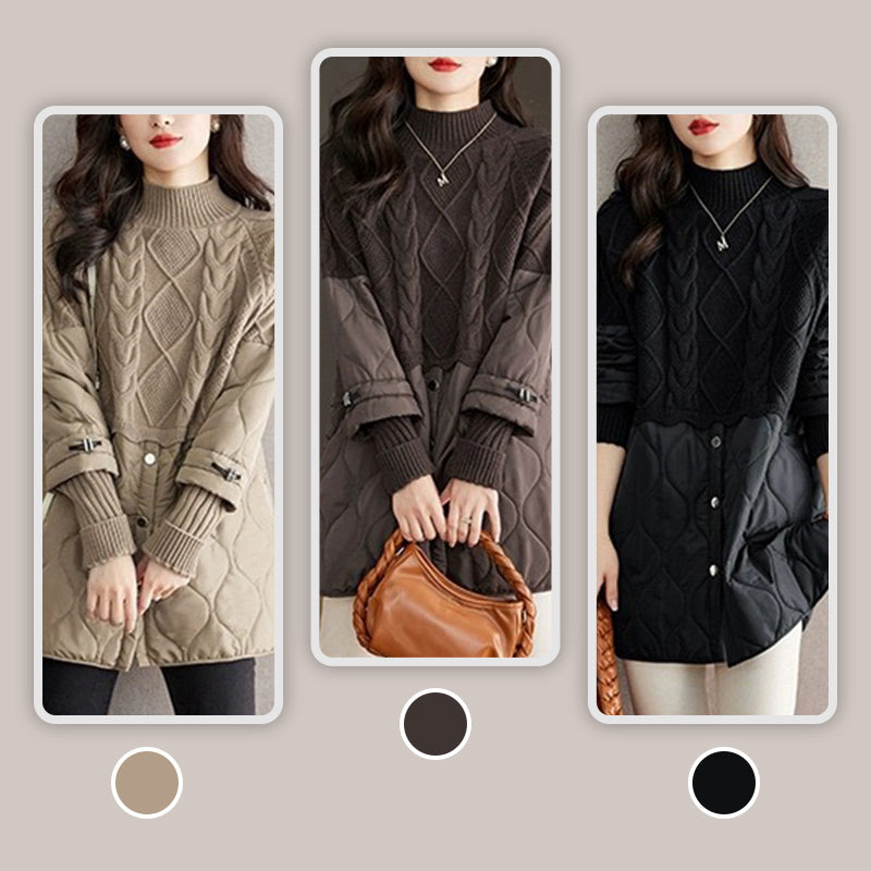 ❄️Offres spéciales d'hiver❄️Manteau chaud élégant en patchwork de tricot pour femme
