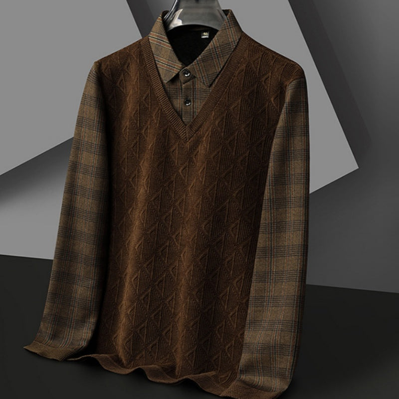 ✨Pull tricoté à revers en deux pièces pour homme