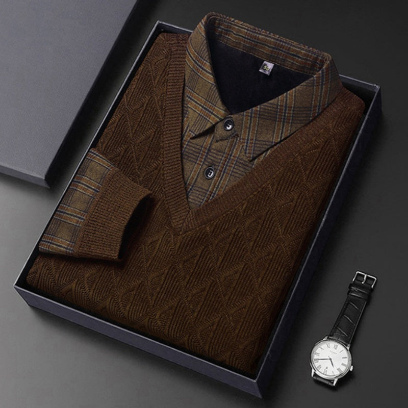 ✨Pull tricoté à revers en deux pièces pour homme
