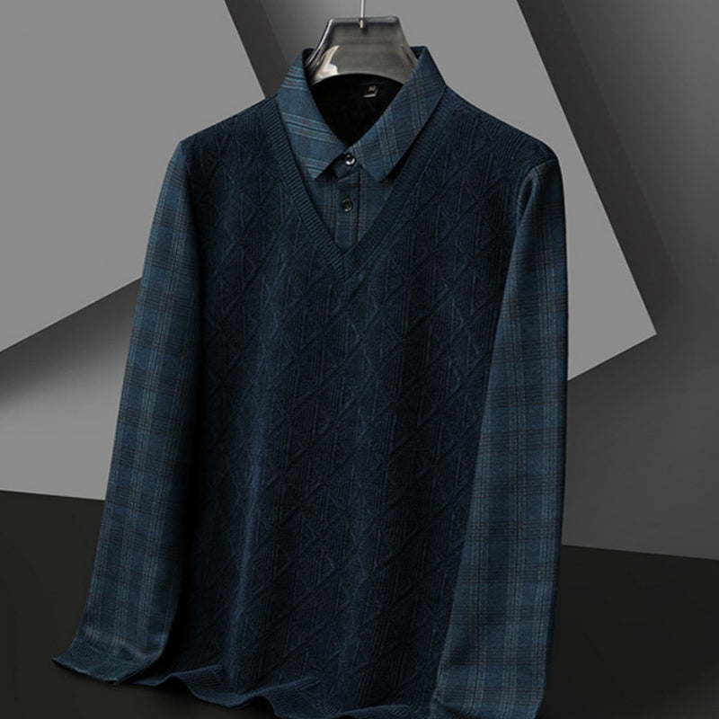 ✨Pull tricoté à revers en deux pièces pour homme