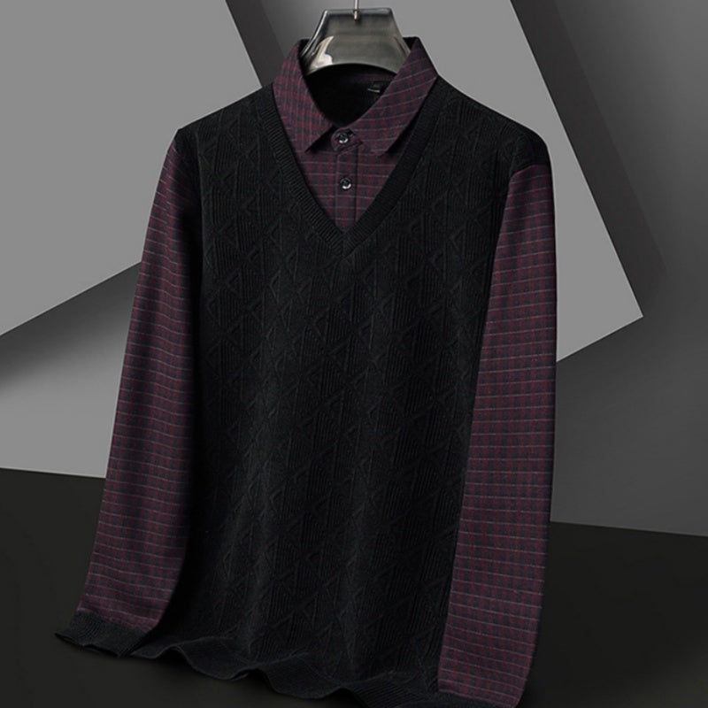 ✨Pull tricoté à revers en deux pièces pour homme