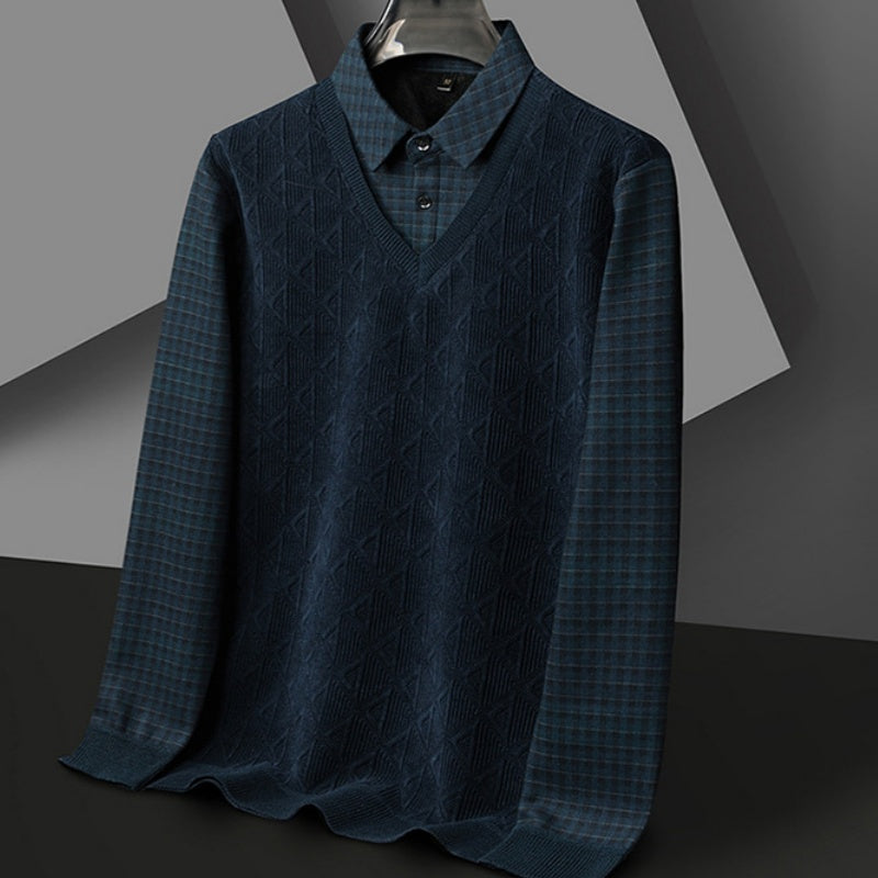 ✨Pull tricoté à revers en deux pièces pour homme