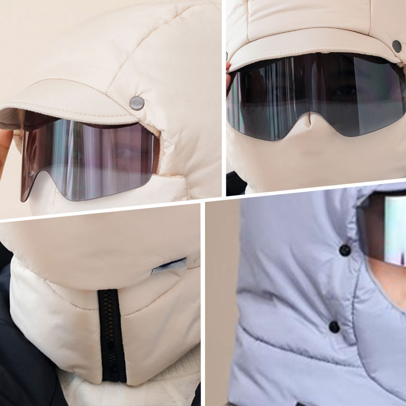 ☃️HOT - 50% de réduction☃️Windproof - Masque d'équitation d'extérieur avec lunettes 4 en 1 - Chapeau de ciel