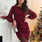 Sequin Patchwork Round Neck Long Sleeve Dress