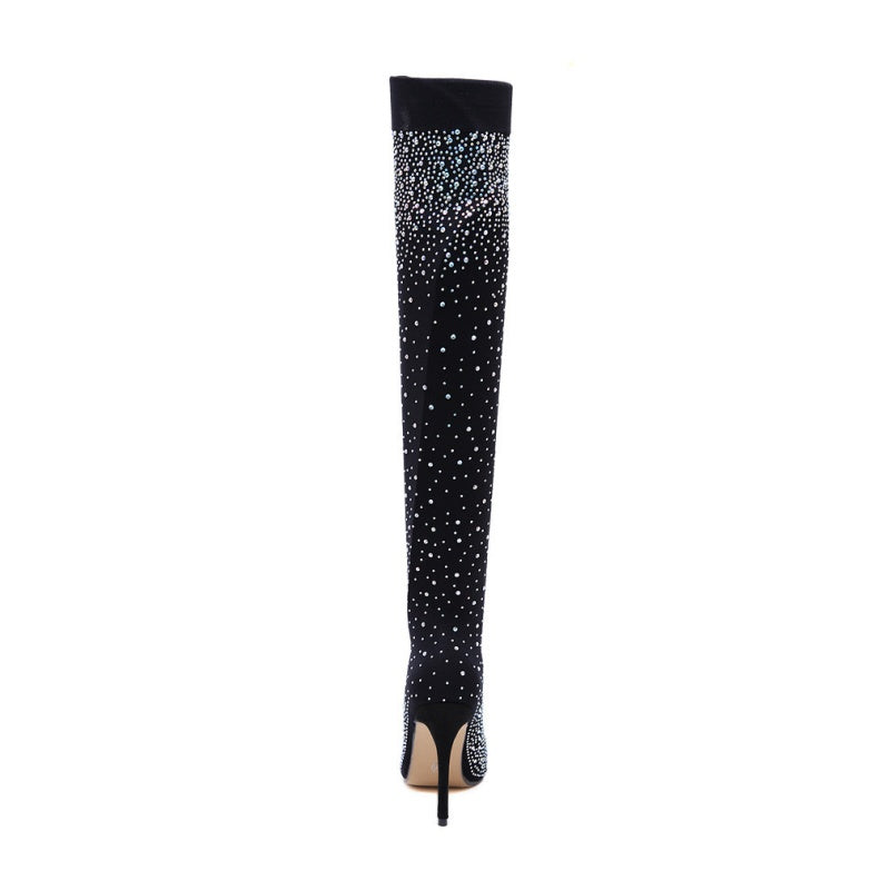 🌟50% RÉDUCTION✨Bottes de genoux scintillantes en faux diamants pour femmes👠
