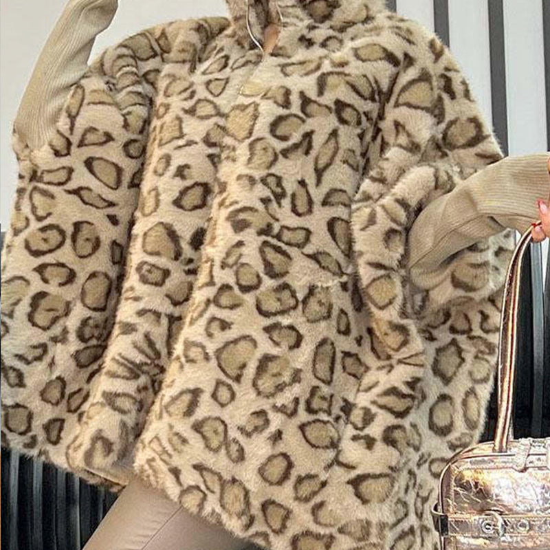 ✨49% DE RÉDUCTION🎄Veste en fausse fourrure à imprimé léopard pour femme
