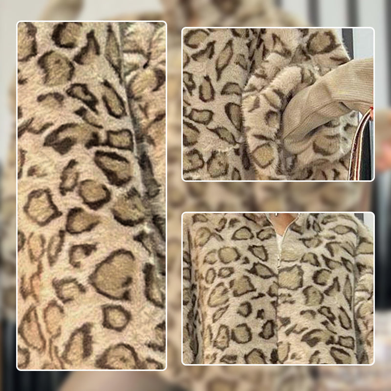 ✨49% DE RÉDUCTION🎄Veste en fausse fourrure à imprimé léopard pour femme